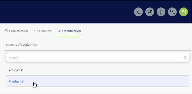 Selecting Call Classification after a call