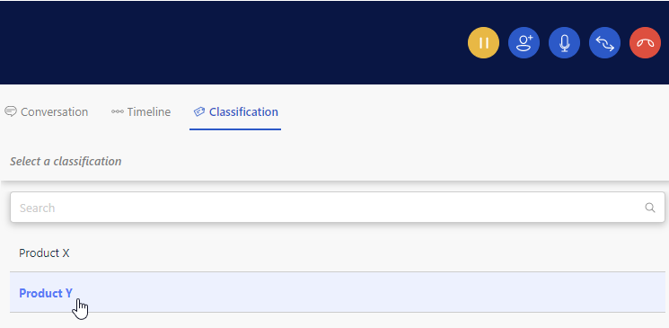 Selecting Call Classification during a call