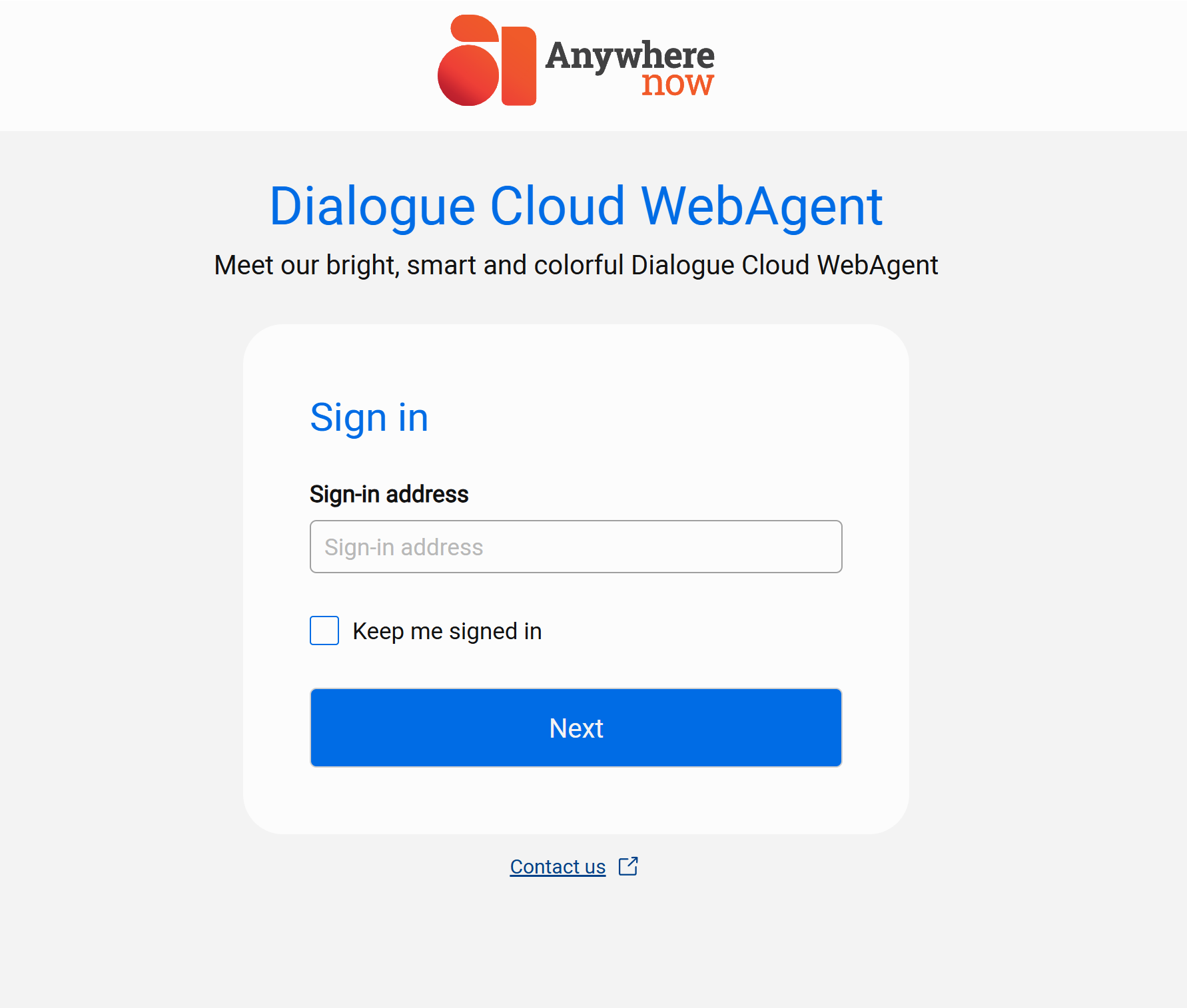 WebAgent Sign-in Screen